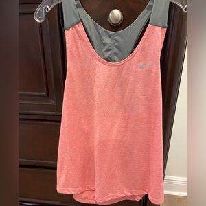 Nike Womens Open Back Running Top Heathered Pink / Coral Size Medium